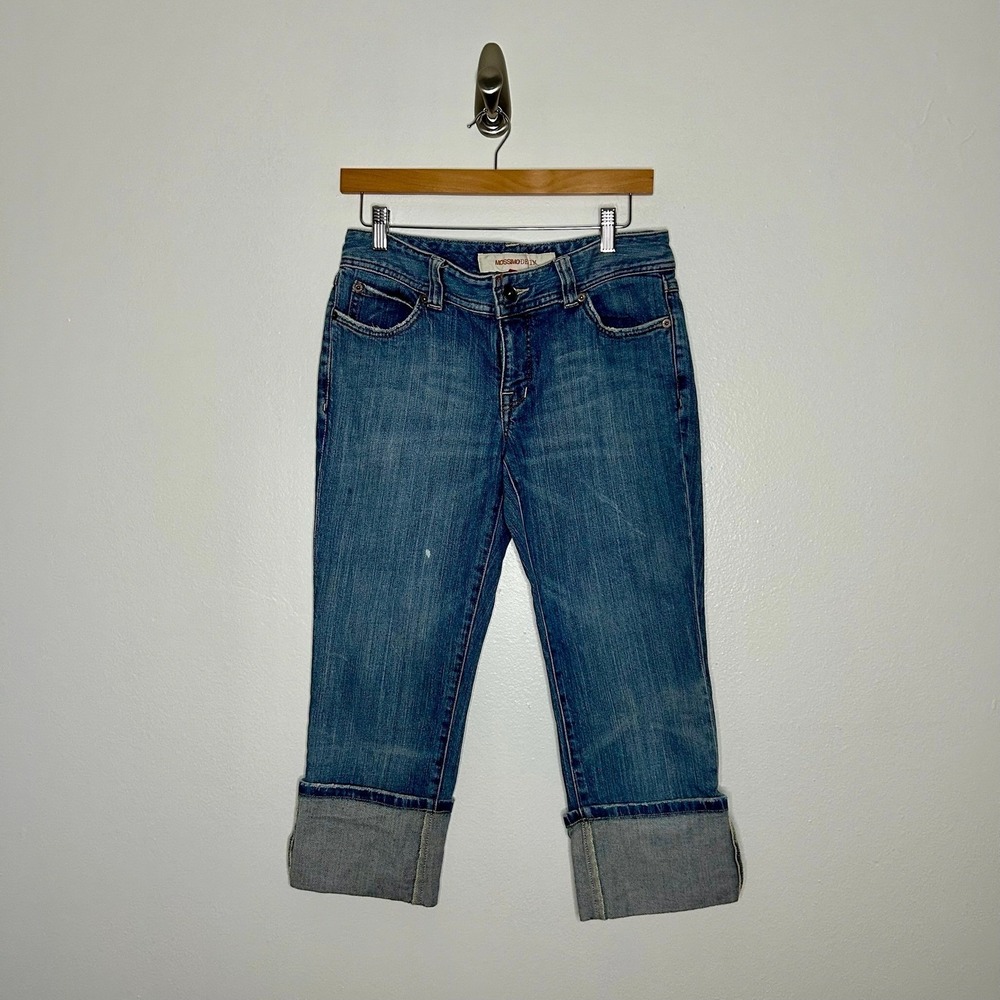 Mossimo Denim Cuffed Capris Jeans Size 7 Low Rise Medium Wash Y2K 2000s Sz 7